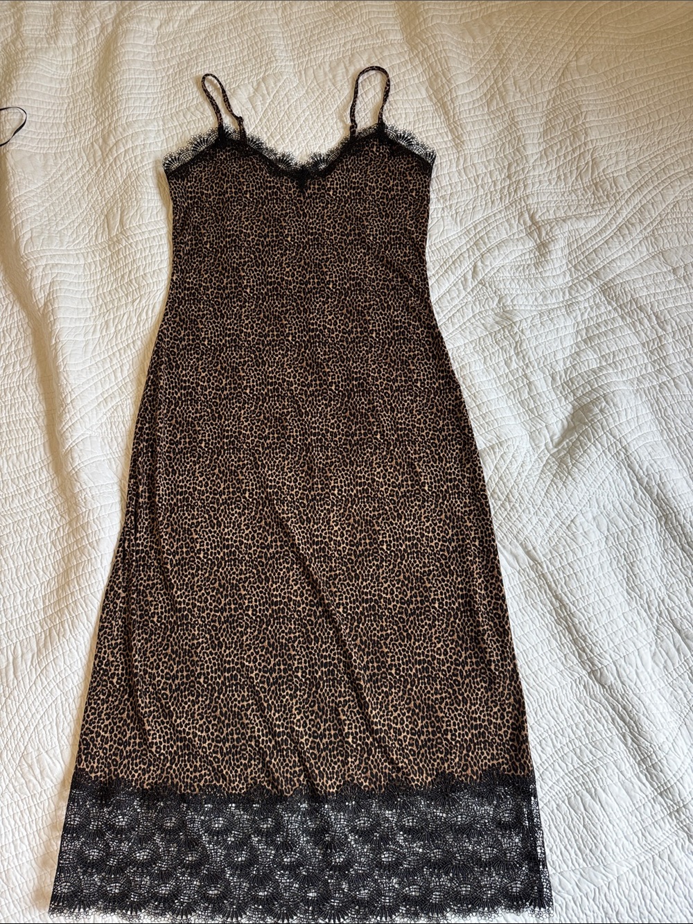 Michael Kors Leopard-Print Lace-Trim Slip in Brown and Black